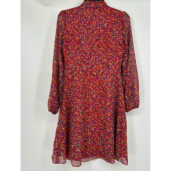 Boden Imogen Floral Tie Neck Long Sleeve Peasant Dress Red Size 4R - Picture 7 of 10